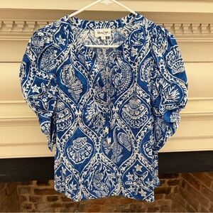 Panama Jack Blue and White Beach Inspired Women's Top Sz S